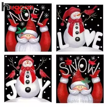 Huacan Рождественский подарок 5D DIY Алмазная краска Вышивка крестиком карты Снеговик ремесленная вышивка алмазная живопись 3D Алмазная мозаика домашний декор Full Round 30*40 cm