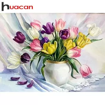 Huacan Scenic Алмазная живопись Аксессуары Полная площадь Алмазная вышивка Цветочная хрустальная мозаика 20*30 cm