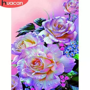 HUACAN вышивка крестиком стразы 5D DIY Алмазная картина цветок полная квадратная алмазная мозаика 20*25 cm