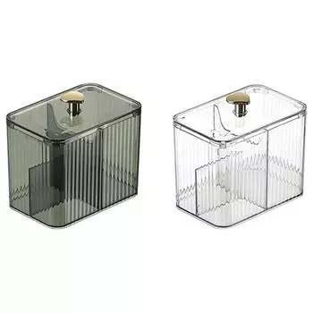 HuaCan Ящик для хранения ватных тампонов Бытовой настольный пыленепроницаемый прозрачный ватный диск для снятия макияжа Чехол для губной помады Держатель для косметики для туалетного столика прозрачный белый