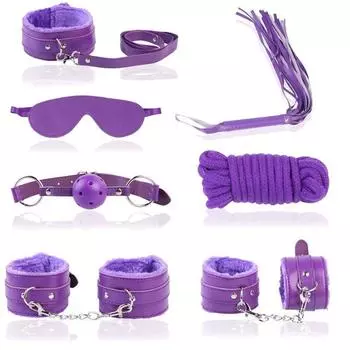 HuaHuiYuan Cosplay SM eye rose restraint purple GoodsSM 7-piece set, gag, shackles, shackle, collar, mask, rope, whip, device, [Adult]