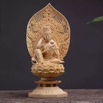 Хуан Янхуэй Деревянное Резное Колесо Жуи Украшение Будды Авалокитешвары Ручное Сокровище Ваджра Почтенный Шестирукий Дом Подношение