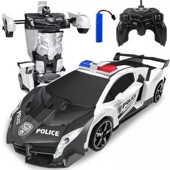 Huang Yem RC Stunt Police Remote RC Car Model может трансформироваться в оборудованный 360-градусный подарок на день рождения, Рождество, автомобиль, автомобиль, перезаряжаемый,