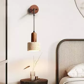 Huangdong stone wabi-sabi wind спальня кровать настенный светильник кремовый ветер гостиная средневековый дизайнер ретро домашние лампы Warm White (2700-3500K) белый