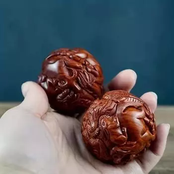 Huanghuali Zodiac Health Ball Handball Massage Ball гравировка фитнес-мяч твердое деревянное резьба украшение 1 pair