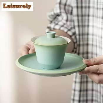 Huangya Sancai Cover Bowl Single High Grade The Journey Of A Legendary Landscape Painting Ceramic Kung Fu Tea Set Home Living Ro