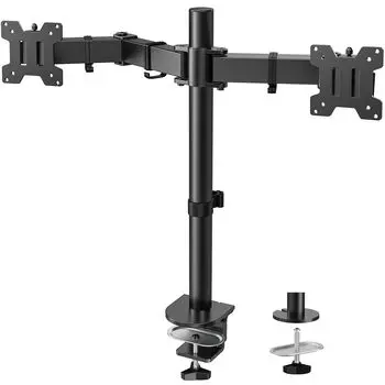 HUANUO Dual Monitor Arm Compatible with inches Load Capacity 8kg Display Arm 2 Screen PC Arm Long VESA 75x75mm Compatible with 100x100mm Clamp Type