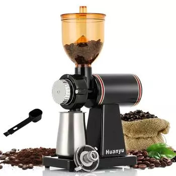 Huanyu Coffee Easily Make Delicious Electric Coffee 8 Grain Fineness Comes with 2 110V Applicable to Home Commercial Use Stainless Steel Mill, Coffee,