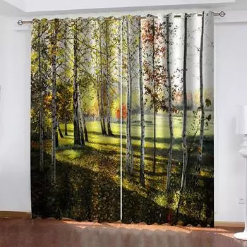 HUANZHUANG Woods and Trees Curtains 2 Panel Kids Boys Girls Living Room Bedroom Home Winodw Decor Бесплатная доставка Бесплатная доставка W70xH160cmx2&Grommet Top