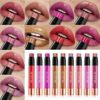 HUASURV Десятицветная стойкая перламутровая губная помада, увлажняющая цвет лица, легко наносится, перламутровый блеск
