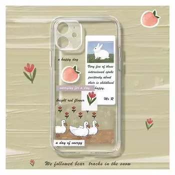 Huawei Mate60 Pro/Apple 16 Transparent Soft Case - Cartoon Design for 14/13 Pro & 15 Pro Max Apple XR