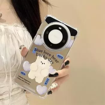 Huawei Mate 60 мультяшный силиконовый чехол для телефона P60/P50 и Nova 11/10 Pro зеркальный дизайн Huawei P40 Pro