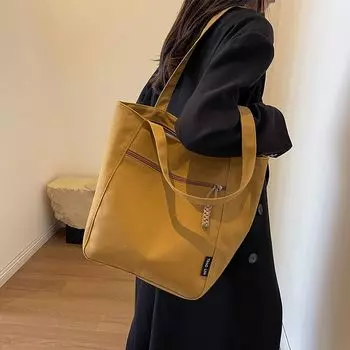Huaxi Canvas Bag Female 2023 New Bags Shoulder Bag Handbag Fancy Tote Bag Commuter Bag Cloth Bag Brown