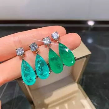 Huayei Jewelry имитация изумрудных серег женские винтажные синие серьги Paraiba изумрудный