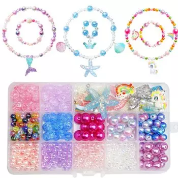 HUAZONTOM Beads Craft Kit Детские стеклянные бусины Аксессуары Детские украшения 400 предметов Роскошный набор игрушек для девочек Подвески Ожерелья Браслеты Кольца Ролевые игры