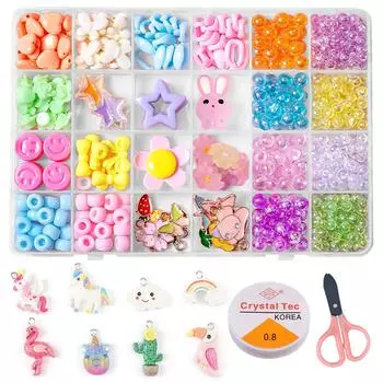 HUAZONTOM Beads Toy Girls Accessory Kit Bead Kit Day Gift Educational Toy Headband Bracelet Jewelry Necklace Charm Handmade Kit Christmas Present