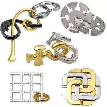 HUAZONTOM Circle of Wisdom Игрушки мудрости Набор из 5 предметов Уровень сложности Кольцевая головоломка Игрушки мудрости для взрослых и детей Разгадывание тайн Товары для убийства времени