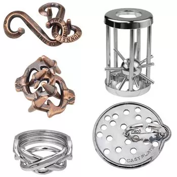 HUAZONTOM Circle of Wisdom Wisdom 5 Piece Уровень сложности Кольцо Мудрости Тайна Убийство времени 3D Образовательное Волшебное Кольцо Серия Игрушки, Набор, 6-3, Головоломка,