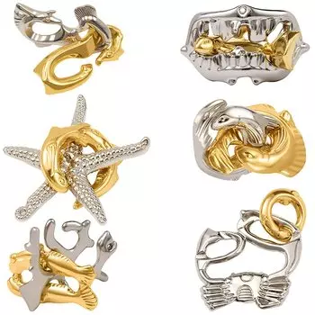 HUAZONTOM Circle of Wisdom Wisdom 6 Piece Уровень сложности Кольцо Мудрости Тайна Убийство времени 3D Образовательная Океаническая Серия Игрушка, Набор, 6-2, Головоломка, Игрушка,