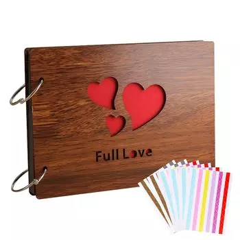 HUAZONTOM Ручная работа Фото Паста 30 Угловых Наклеек Деревянный Подарочный Фото Сердце Альбом, Альбом, Книга, Тип, Страницы, Фотографии, Включено, День Рождения,