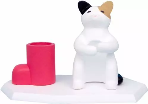 Hucy Top In Toothbrush Stand Product Width 9 x Depth x Height Cat Toothbrush Stand Fishing Cat White/Red Size 5.6 5.5cm HB-3019