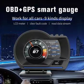 HUD A501 OBD2 Автомобильный проекционный дисплей Smart Car Water&Mass Temp Turbo RPM Gauge Цифровой одометр Охранная сигнализация Автоматический дисплей с показанием счетчика