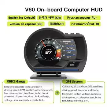 HUD A501 OBD2 Car Head Up Display Smart Car Water&Oil Temp Turbo Auto Security Gauge Alarm Digital Display Odometer Meter