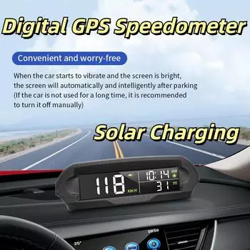 HUD-дисплей, беспроводной цифровой GPS-спидометр на солнечной батарее с функцией оповещения о превышении скорости, температура автомобиля, высота, HUD-проектор