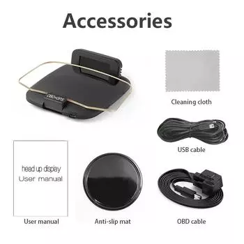 HUD Head Up Display OBD2 GPS Dual System Цифровой спидометр Температура воды и масла RPM Автомобильная сигнализация Электронные аксессуары 2024 чёрный