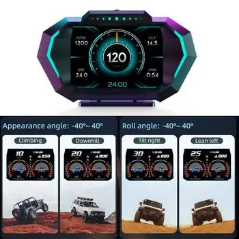 HUD P24 OBD2+GPS Head Up Display на бортовом компьютере Многофункциональный цифровой спидометр Уклономер Инклинометр 4x4 Off Road