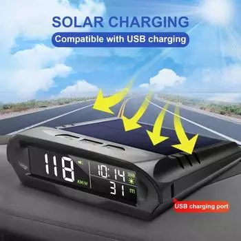 HUD Проекционный дисплей Беспроводной электрический компонент на солнечной энергии Многофункциональный USB-дисплей HUD для