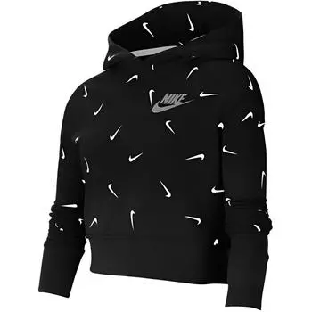 Худи Nike с вышивкой логотипа, повседневный худи с капюшоном, детские худи, черный CZ2566-010 S