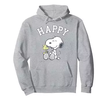 Худи Peanuts Snoopy и Woodstock Happy серый