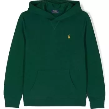 Худи Polo Ralph Lauren для детей однотонное с вышивкой маленькой пони, пуловер с капюшоном и длинными рукавами, детские худи зеленый 323749954-048 XL