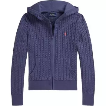 Худи Polo Ralph Lauren FW25 Однотонное Вышивка логотипа Вязаный С капюшоном Детские худи Темно-синий CWPOSWEG6820546-400 L