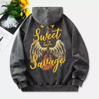 Худи с крыльями, женская, хлопковая, с принтом букв, уличная одежда, оверсайз, теплая, с карманом, женская одежда L