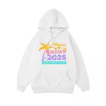 Худи с принтом «Мексиканский отпуск» Женское Зимнее Флисовое Теплое Худи с Капюшоном и Карманом Удобная Свободная Женская Одежда M