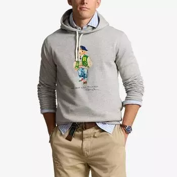 Худи с принтом узора «Мишка с буквой» Polo Ralph Lauren Мужские толстовки Серый 710953719-001 M