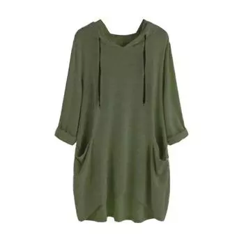 Худи с рукавом 3/4 для женщин, оверсайз, с капюшоном, пуловерные топы с карманами, осенняя повседневная толстовка, верхняя одежда 2XL