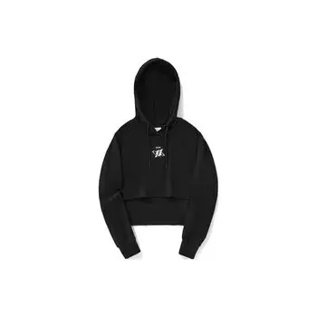Худи свободного кроя с принтом надписи Li Ning Женские худи Черный AWDU326-2 S