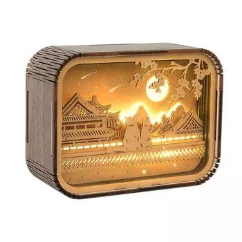 Художественная деревянная резная модель лампы, светодиодные фигурки, ночник, миниатюры, украшение Lampara, домашний декор, декоративный свет, подарок на фестиваль