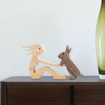 Художественная деревянная статуэтка с изображением людей и животных для украшения офиса Style A