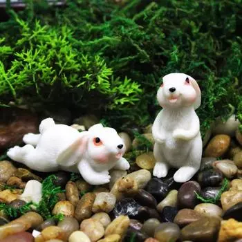 Художественная фигурка кролика, добавляющая жизненной силы, статуя кролика из смолы для художественного ремесла для рабочего стола 2 белый