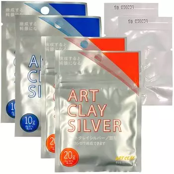 Художественная глина Silver 70 г Упаковка x 2 набора 10 г Серебряная глина Чистая серебряная глина Аксессуары ручной работы из серебра Aida Химическая промышленность (30 г + дополнительно) / А-2733Z-W серебряный