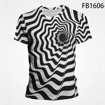 Художественная иллюзия, черно-белая футболка с оптической иллюзией для мужчин и женщин, мужская футболка с 3D принтом, уличная одежда, футболки, одежда XS белый