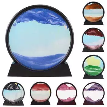 Художественная картина с движущимся песком, широко применяемая, нежная, прочная, практичная 3D-дисплей, рамка с струящимся песком, домашний декор синий