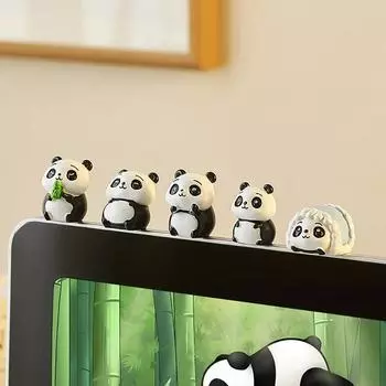 Художественная мультяшная фигурка панды, домашний декор, украшение стола, подарок на день рождения, аксессуары для учебного стола, милые поделки из смоляных животных