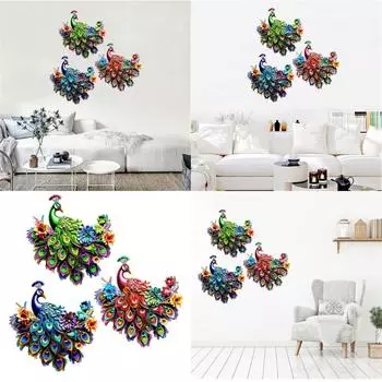 Художественная настенная скульптура павлинов, сложная железная искусная работа, стильная для внутреннего двора, балкона, настенное украшение, аксессуары красный