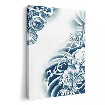 Художественная панель, картина, украшение, igsticker 594 мм x 841 мм, A1, фото, настенная деревянная рамка, стильный интерьер 001218, крутой японский дракон