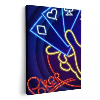 Художественная панель, картина, украшение, igsticker 594 мм x 841 мм, A1, фото, настенное крепление, деревянная рамка, стильный интерьер 007414 Другие, игральные карты, неоновый покер, казино